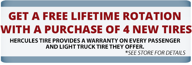 Free Lifetime Rotation when you buy 4 tires